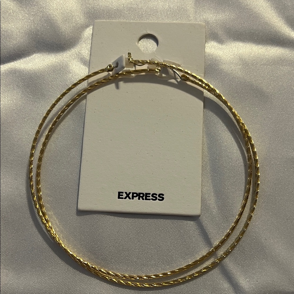 Express Twisted Gold Hoop Earrings